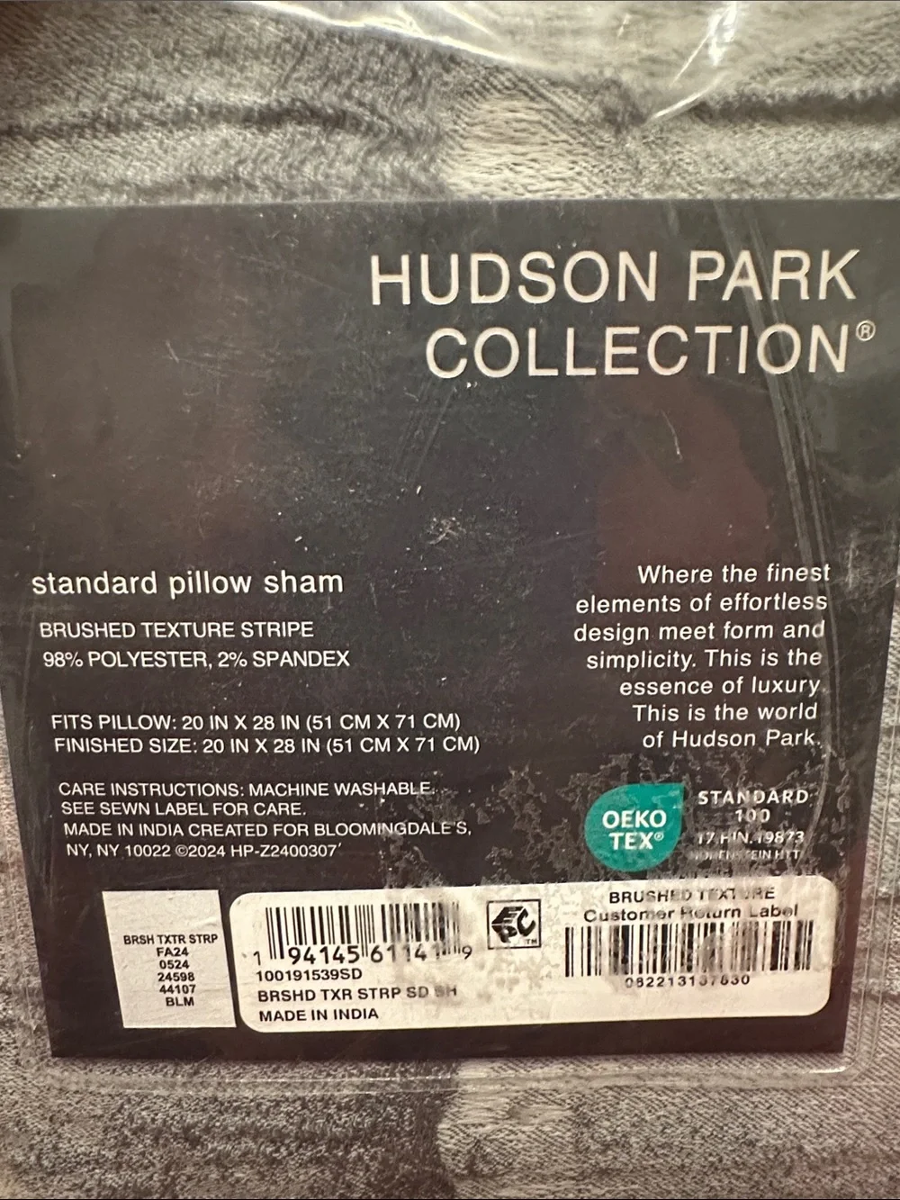 Hudson Park Brushed Texted Striped Standard Pillow Shams Set Off 2